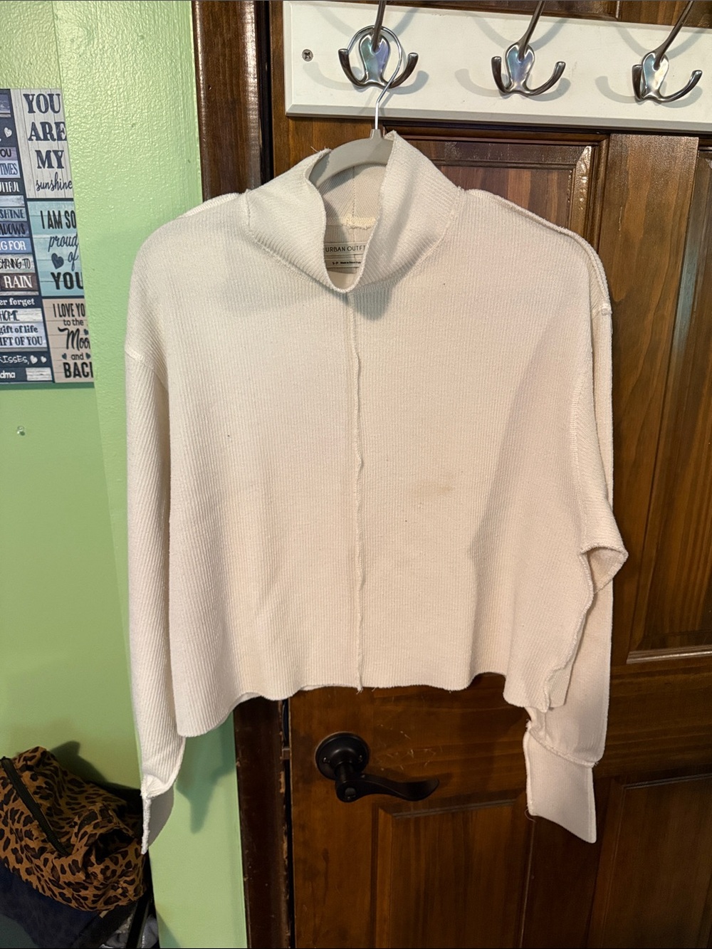 Urban Outfitters Cream Cropped Turtleneck Sweater